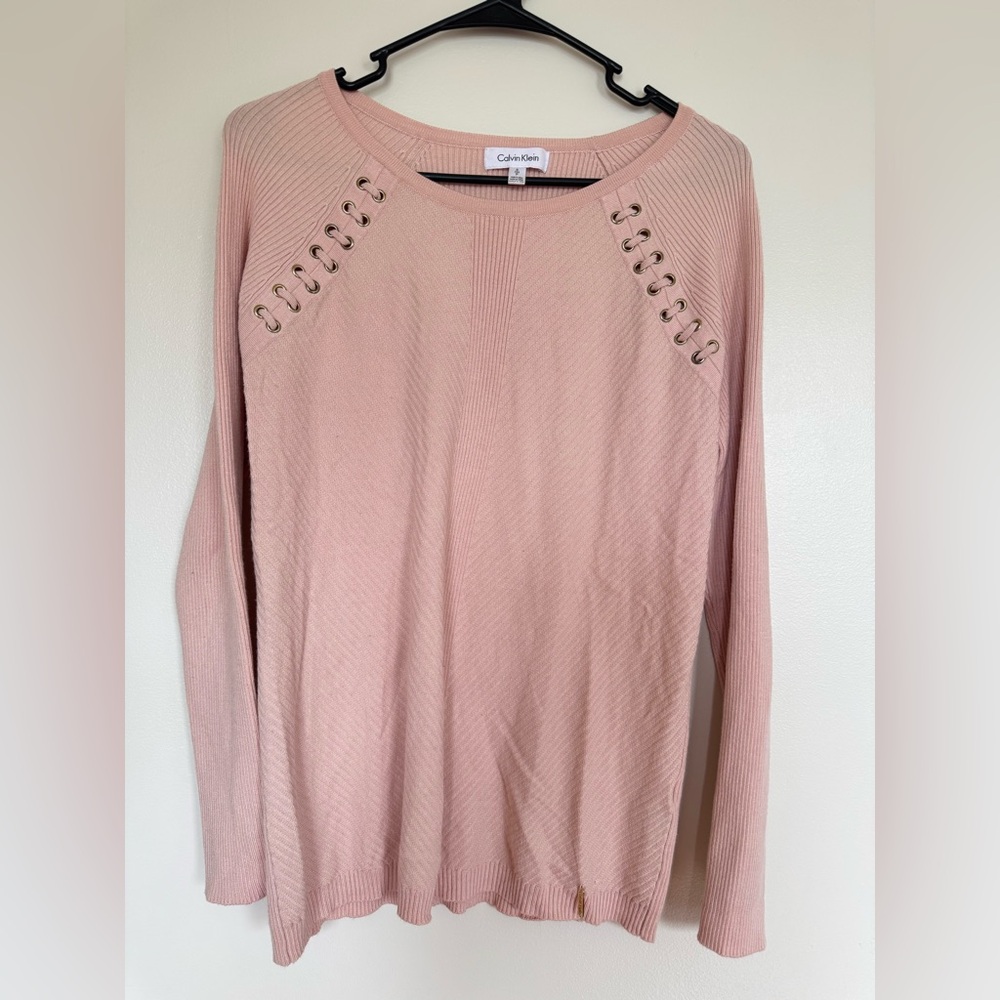 Calvin Klein Womens Sweater Size Small pink pullover stretch GUC